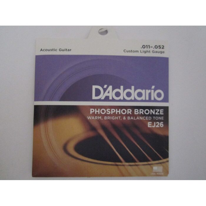 D'Addario EJ26 Phosphor Bronze Acoustic Guitar Strings -.011-.052 Custom Light
