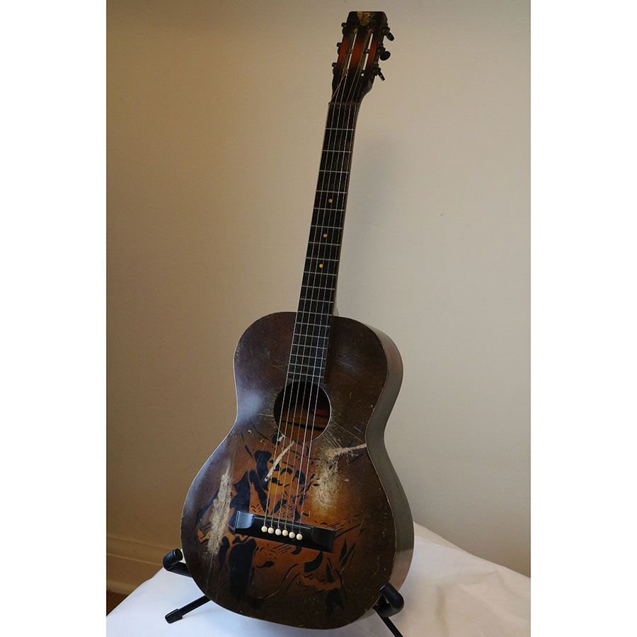 B & J Serenader Cowboy Parlor Stencil Guitar - Image 12