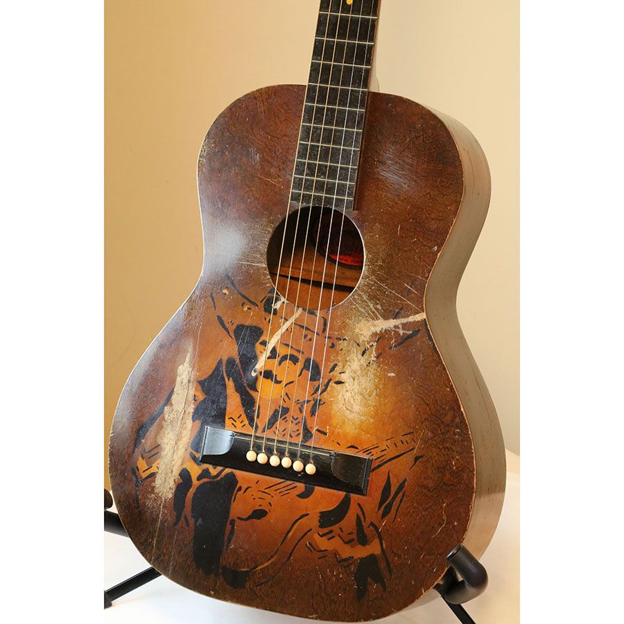 B & J Serenader Cowboy Parlor Stencil Guitar - Image 6