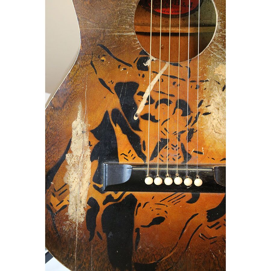 B & J Serenader Cowboy Parlor Stencil Guitar - Image 4